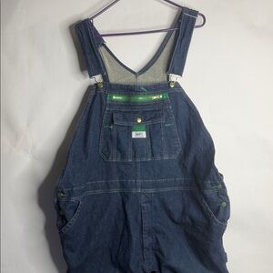 Liberty Denim Overalls with Green Accents in great condition 48x30